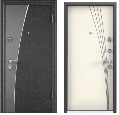 Детальная картинка двери SUPER OMEGA 10 MAX SP-10GN черный шелк RS-12 Слоновая кость || Двери Сити
