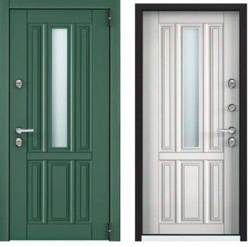 Детальная картинка двери SNEGIR COTTAGE 1 SNG-1 ЛКП Зеленый изумруд Белый (арт. КТ Белый) SNG-1 || Двери Сити