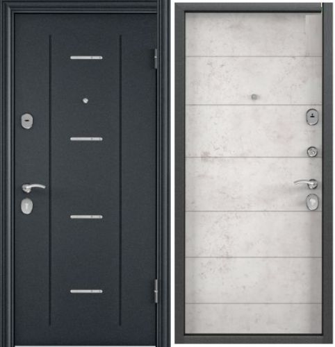 Детальная картинка двери DELTA 112 темно-синий букле DL-1 D22 бетон светлый || Двери Сити