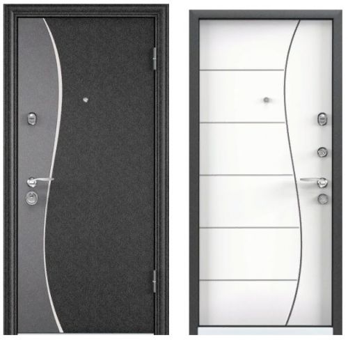 Детальная картинка двери SUPER OMEGA 10 MAX SP-8GN черный шелк RS-14 белый || Двери Сити