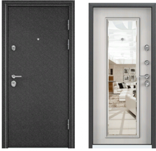 Детальная картинка двери ULTIMATUM МP черный шелк/  белый шамбори КВ-11 || Двери Сити