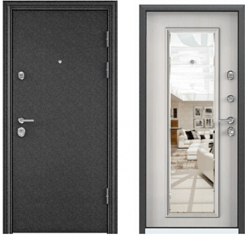 Фото двери ULTIMATUM МP черный шелк/  белый шамбори КВ-11 || Двери Сити